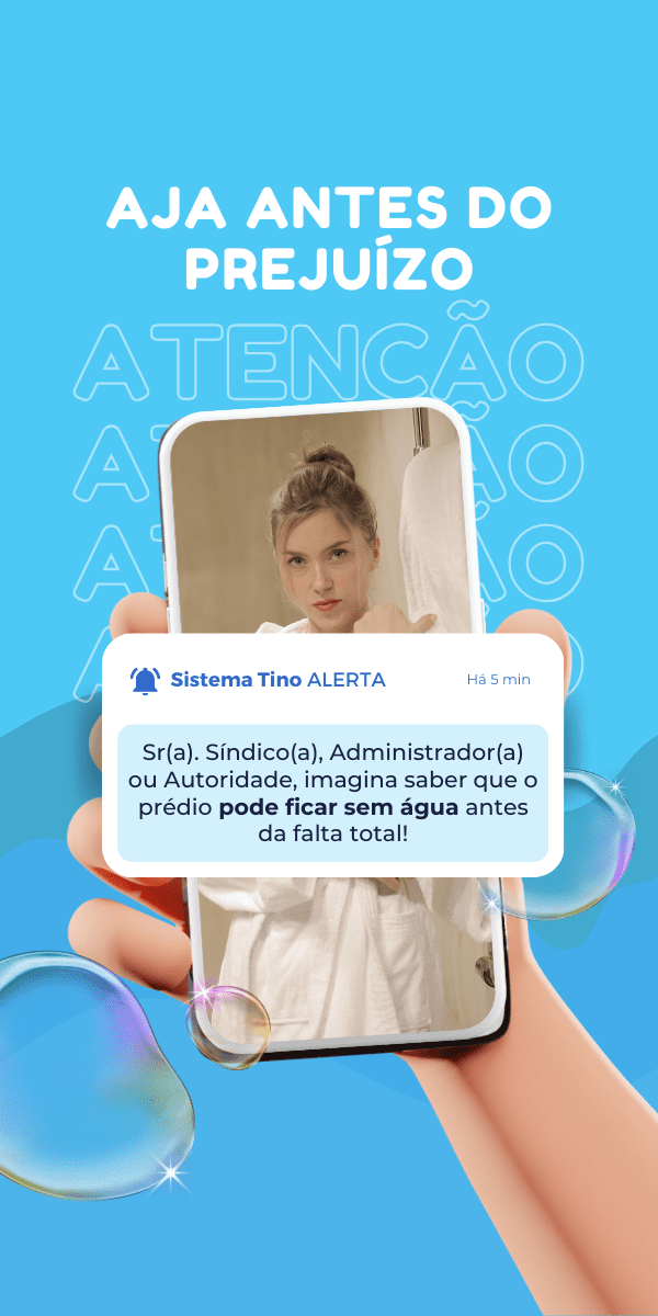 CTA Tino_Alerta_de_falta_dagua_em_prédio_e_condomínio Mulher Loira enrolada na toalha recebendo um Alerta_de_falta_dagua_em_prédio_e_condomínio